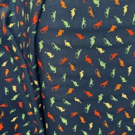 Stof - Avalana Jersey - Dinosaurs on Navy