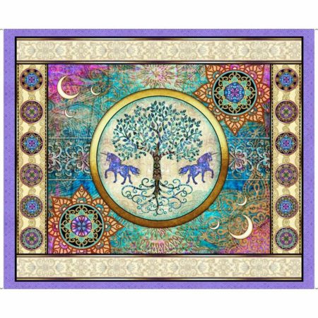 QUILTING TREASURES - MYSTICAL UNICORN - PURPLE BOARDER PANEL