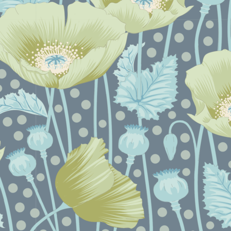 Tilda - Garden Life - Poppies Grey/Green - 100312