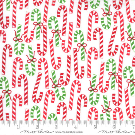 Moda - Merry & Bright - Candy Canes on White