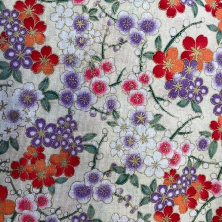 Fabric Freedom - Metallic - Cream Small Floral