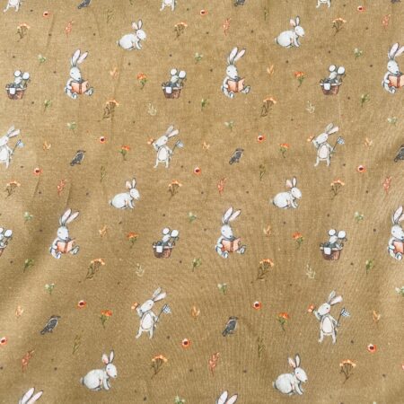 Snoozy Fabrics - Soft Jersey - Bunnies on Mustard