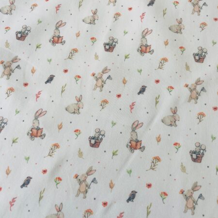 Snoozy Fabrics - Soft Jersey - Bunnies on Cream
