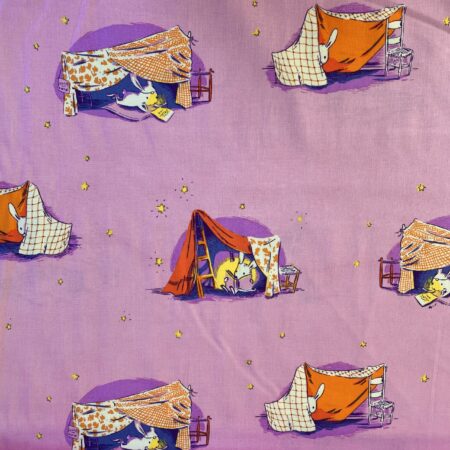 Windham Fabrics - Lucky Rabbit, Rabbits reading on Pink - Heather Ross - Sold by the half metre - 100% cotton