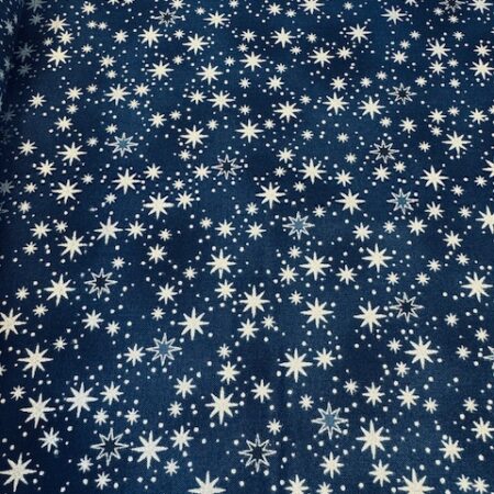Stof - Star Sprinkle -  Christmas Silver Stars on Navy - 608
