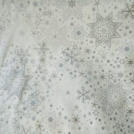 Stof - Star Sprinkle -  Christmas Silver Snowflakes on White - 100