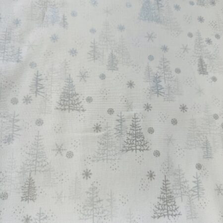 Stof - Star Sprinkle -  Christmas Silver Trees on White - 102