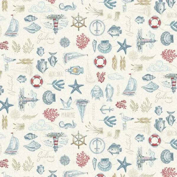 Makower Fabrics - High Tide - Maritime Cream
