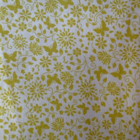 Floral Butterflies yellow on White