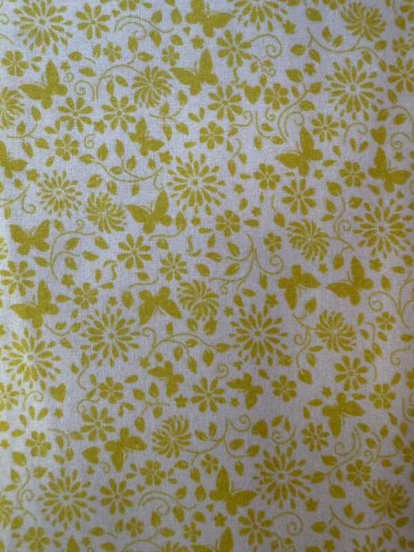 Floral Butterflies yellow on White