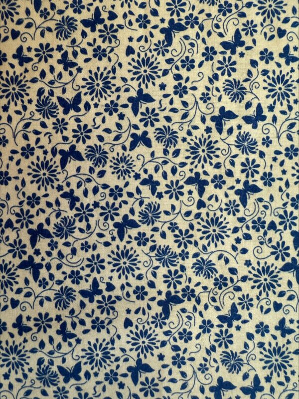 Floral Butterflies blue on white