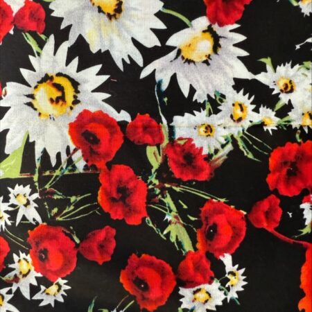 Daisies And Poppies On Black
