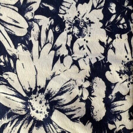 Large White Flowers On Navy