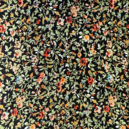 Ditsy Floral On Black - 100%Viscose Poplin Print