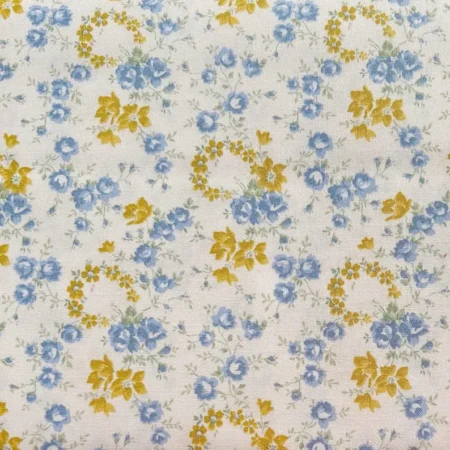 Liberty Fabrics - Palace Gardens - Petal Crown - Blue/Mustard ( 7486A )