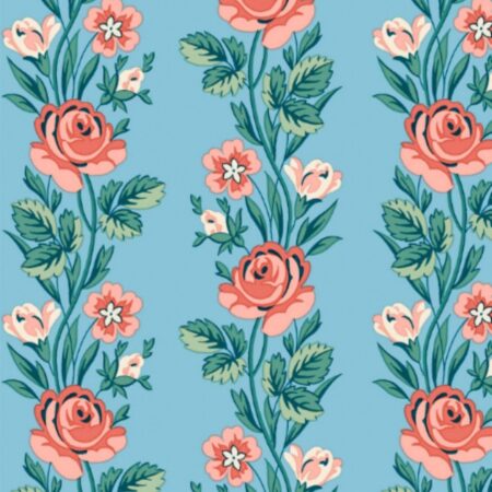 Liberty Fabrics - Palace Gardens - Regal Stripe - Blue/ Red- (7487C )