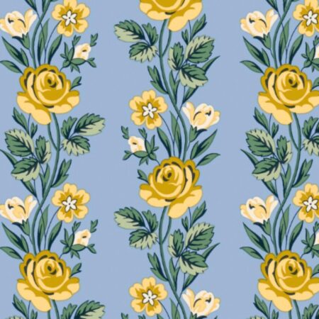 Liberty Fabrics - Palace Gardens - Regal Stripe - Blue/ Mustard - (7487A )