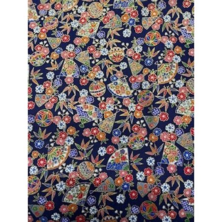 Japanese Metallic Fabric - Blue Ashi