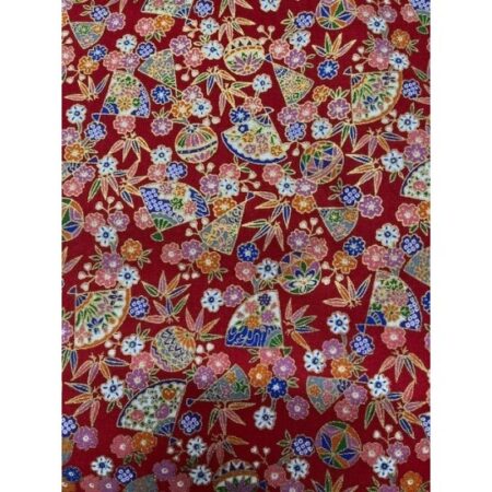 Japanese Metallic Fabric - Red - Ashi